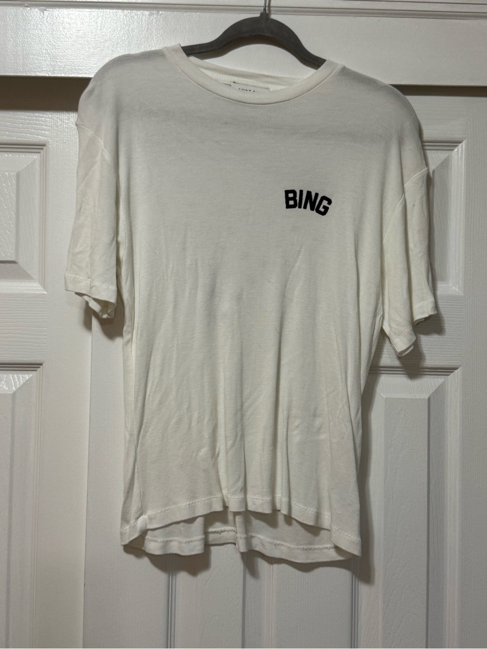 ANINE BING Louis Hollywood Graphic Tee Ivory Size M